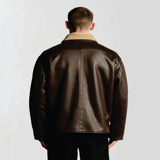 Faux Shearling Leather Jacket