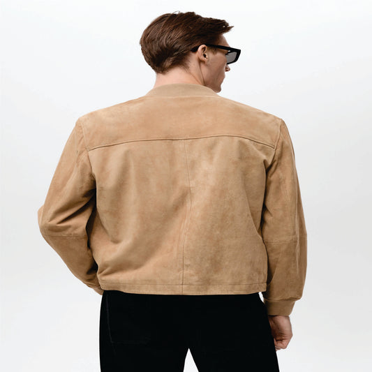 Leather bomber men jacket