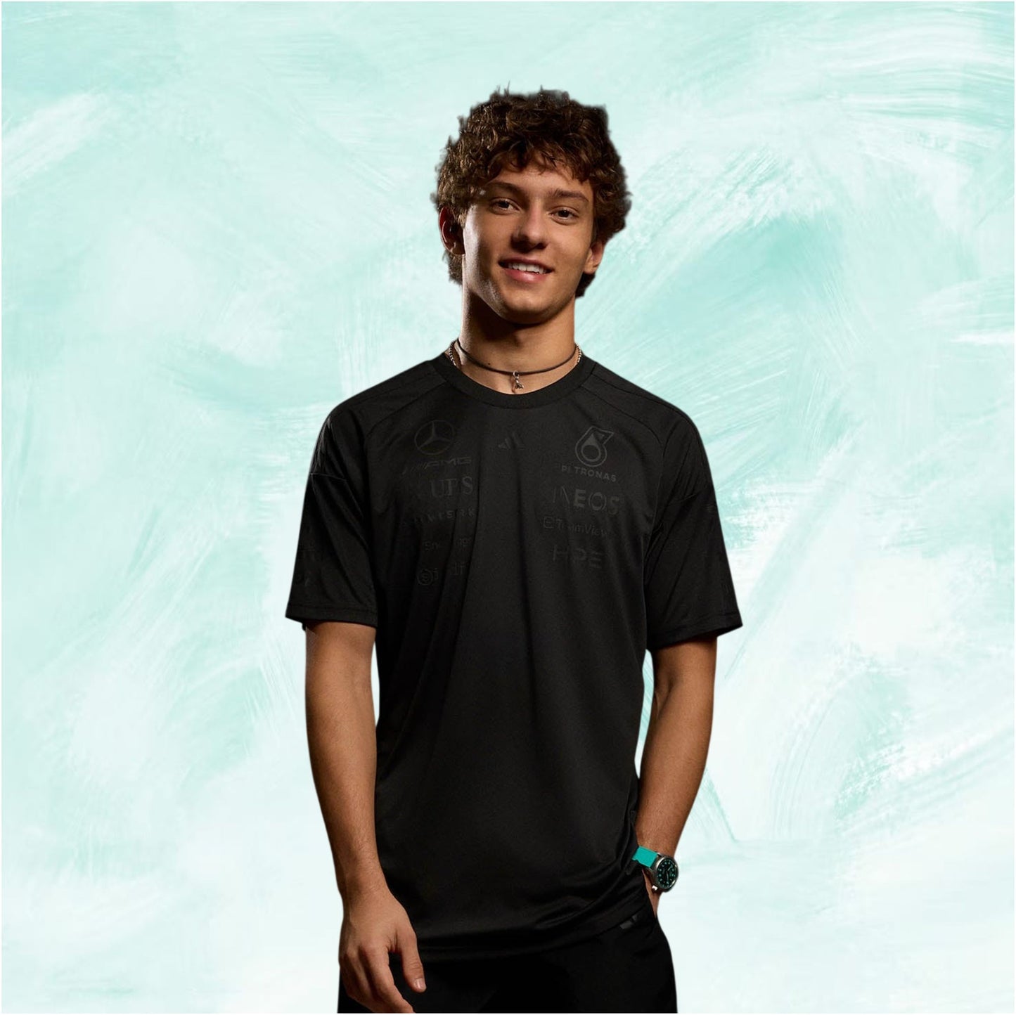 Black Adidas x Mercedes-AMG Petronas F1 Team night driver T-Shirt