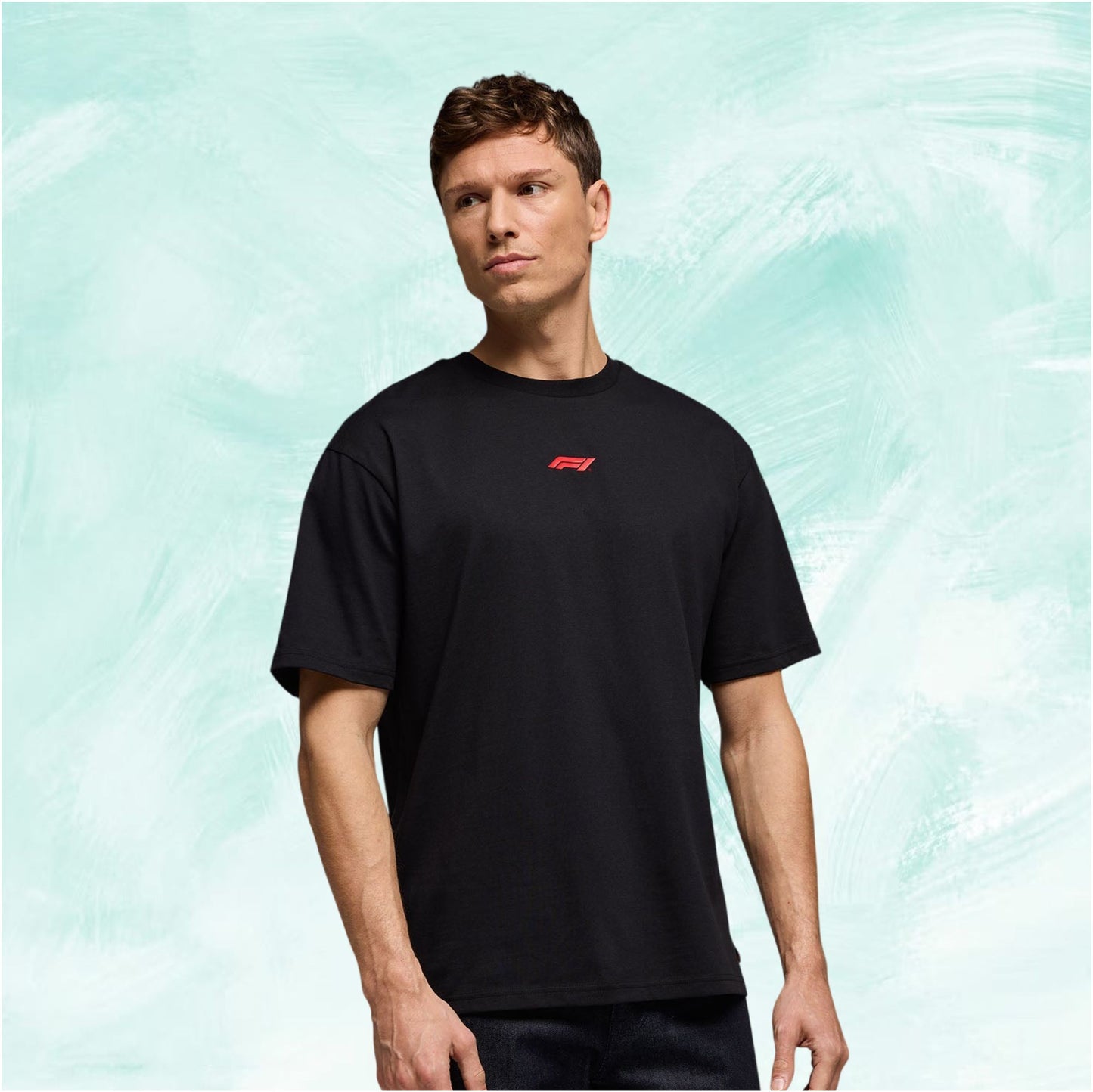F1 Racing Line Black T-Shirt Red F1 logo