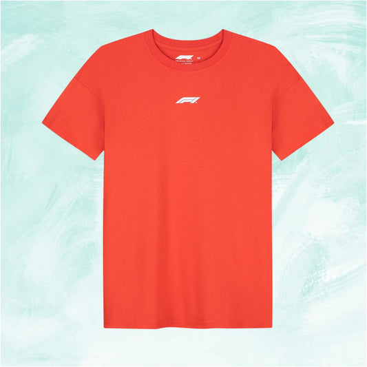 Red F1 Essentials T-Shirt featuring a small white logo