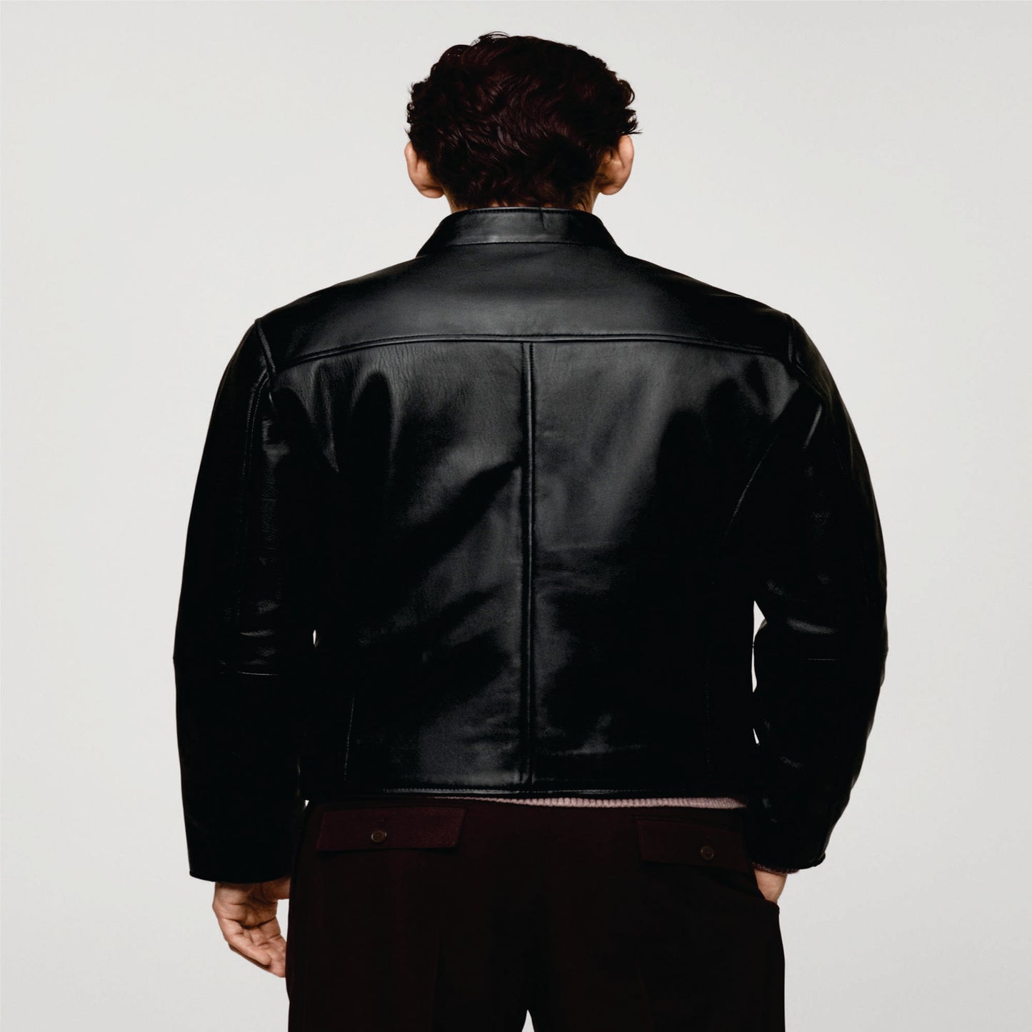 Zipper leather biker jacket