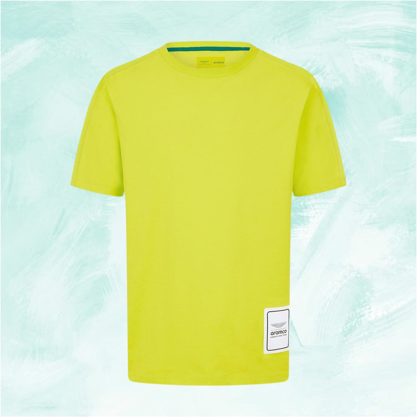 Men's Aston Martin F1 Team Logo T-shirt in Lime Yellow
