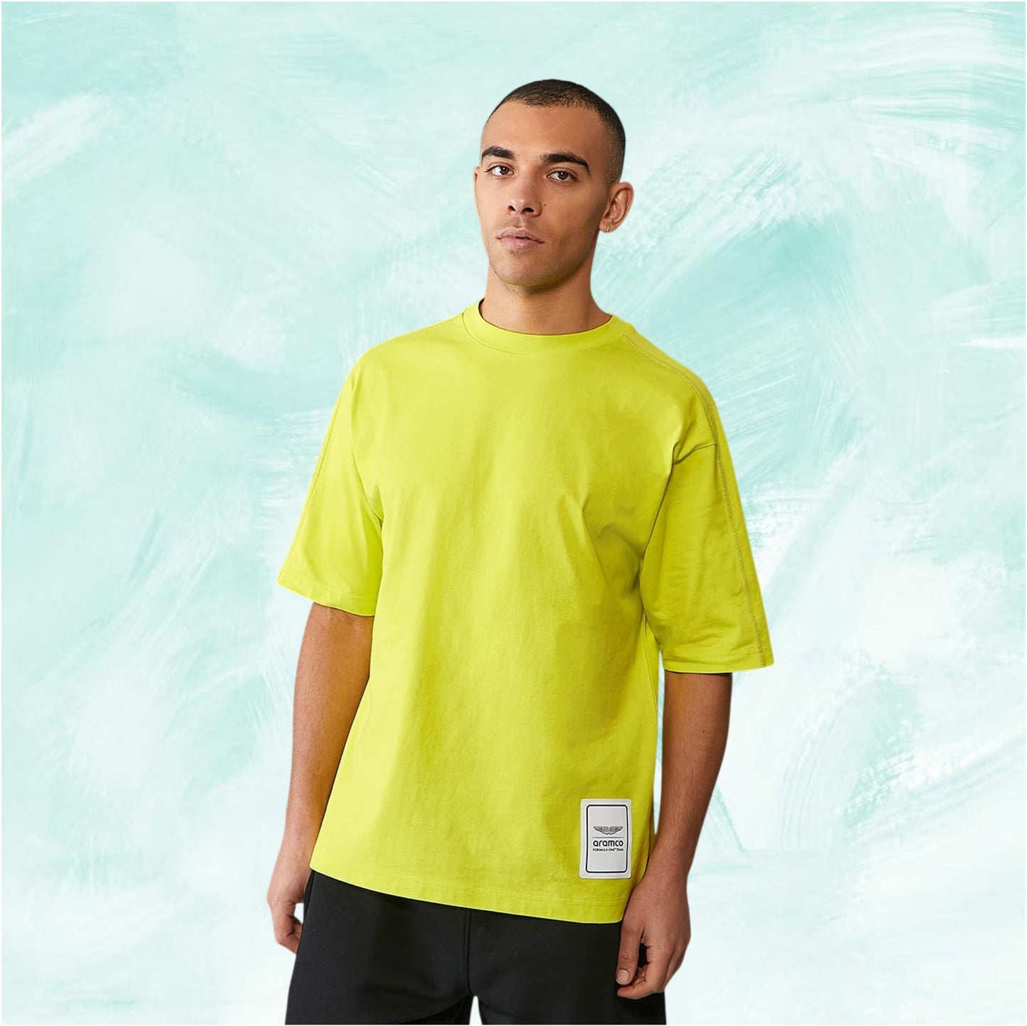 Men's Aston Martin F1 Team Logo T-shirt in Lime Yellow