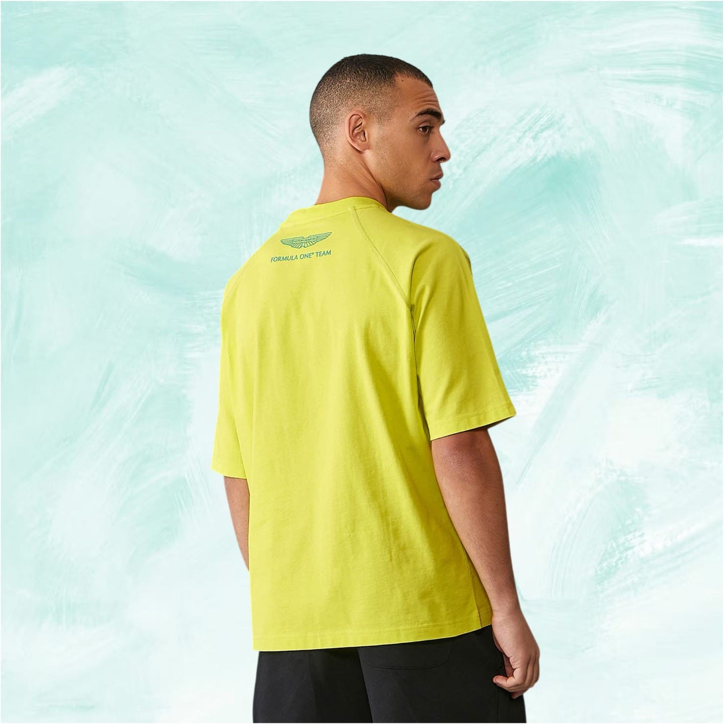 Men's Aston Martin F1 Team Logo T-shirt in Lime Yellow
