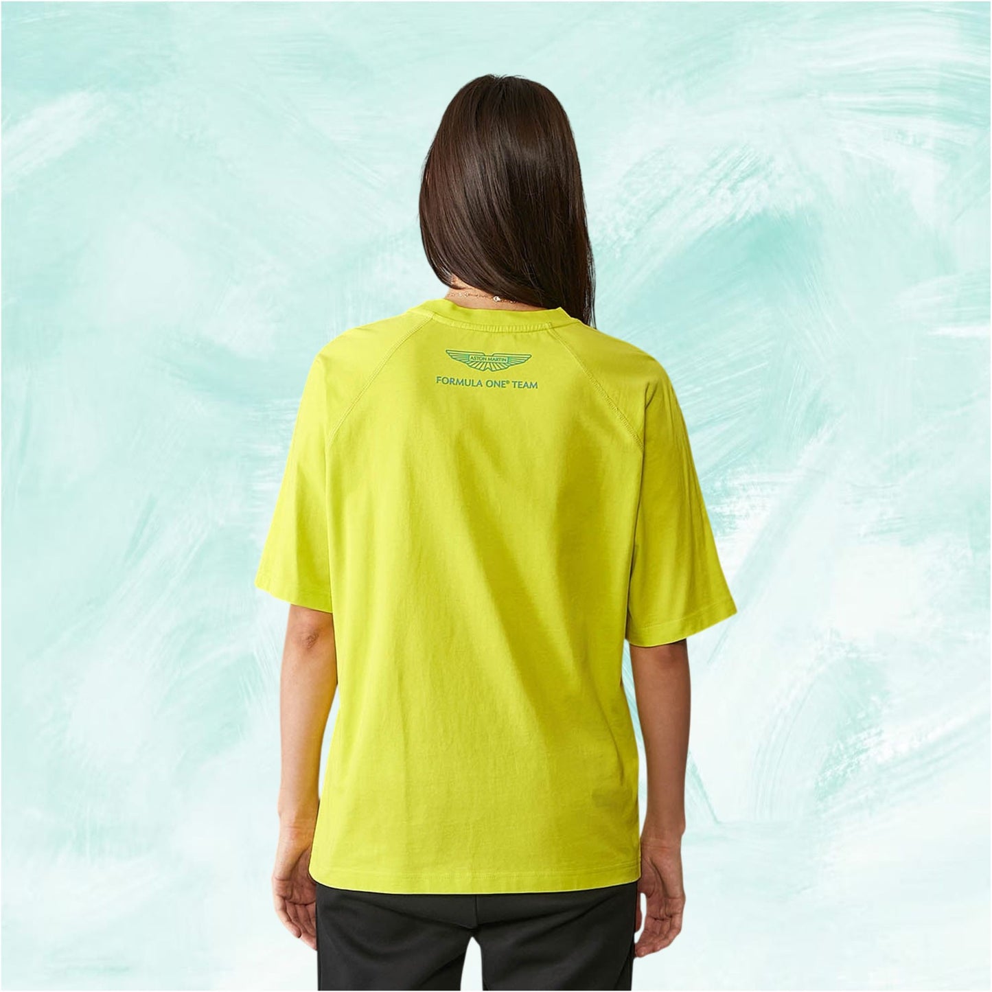 Women's Aston Martin F1 Team Logo T-shirt in Lime Yellow