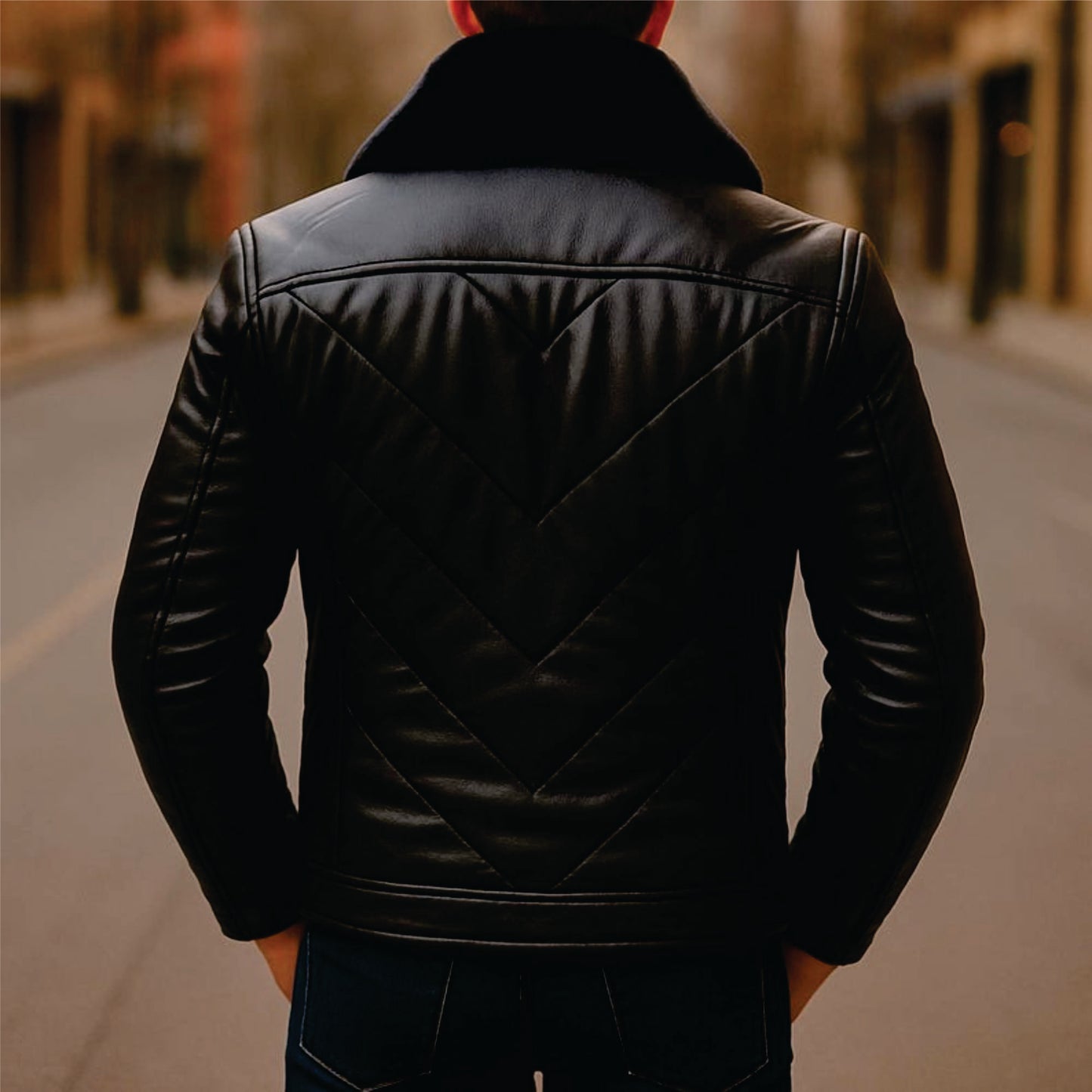 Men's Black Lambskin Leather Puffer Jacket: Quilted Down Winter Coat