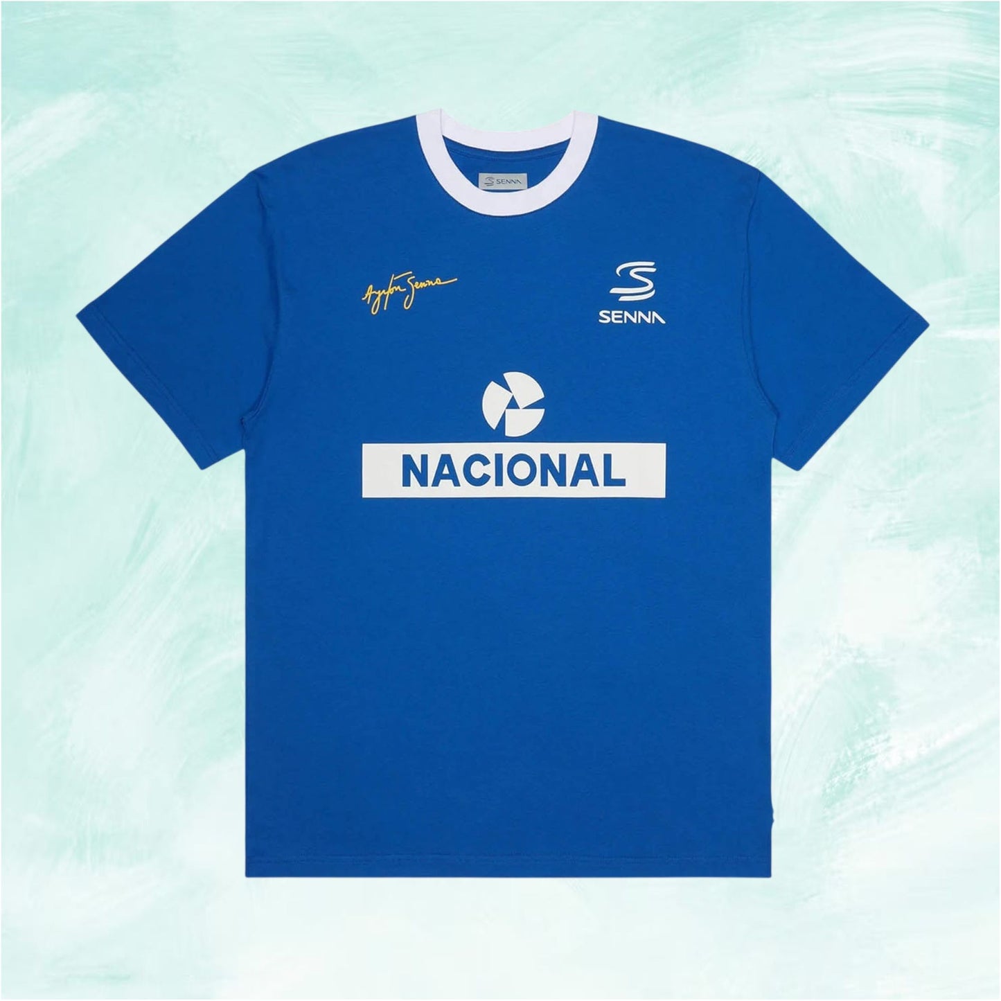 Blue Ayrton Senna Nacional ringer T-Shirt