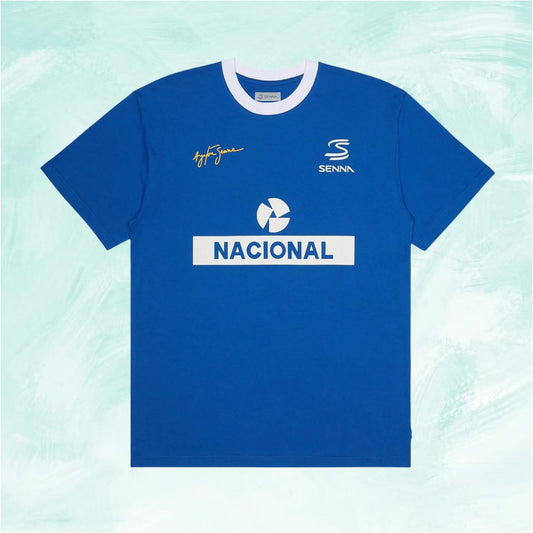 Blue Ayrton Senna Nacional ringer T-Shirt