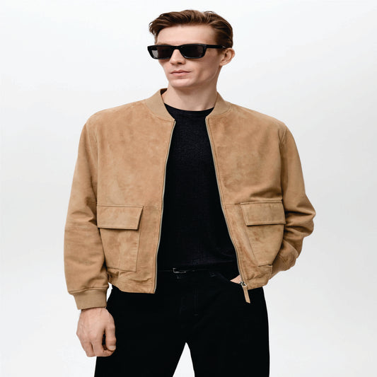 Leather bomber men jacket