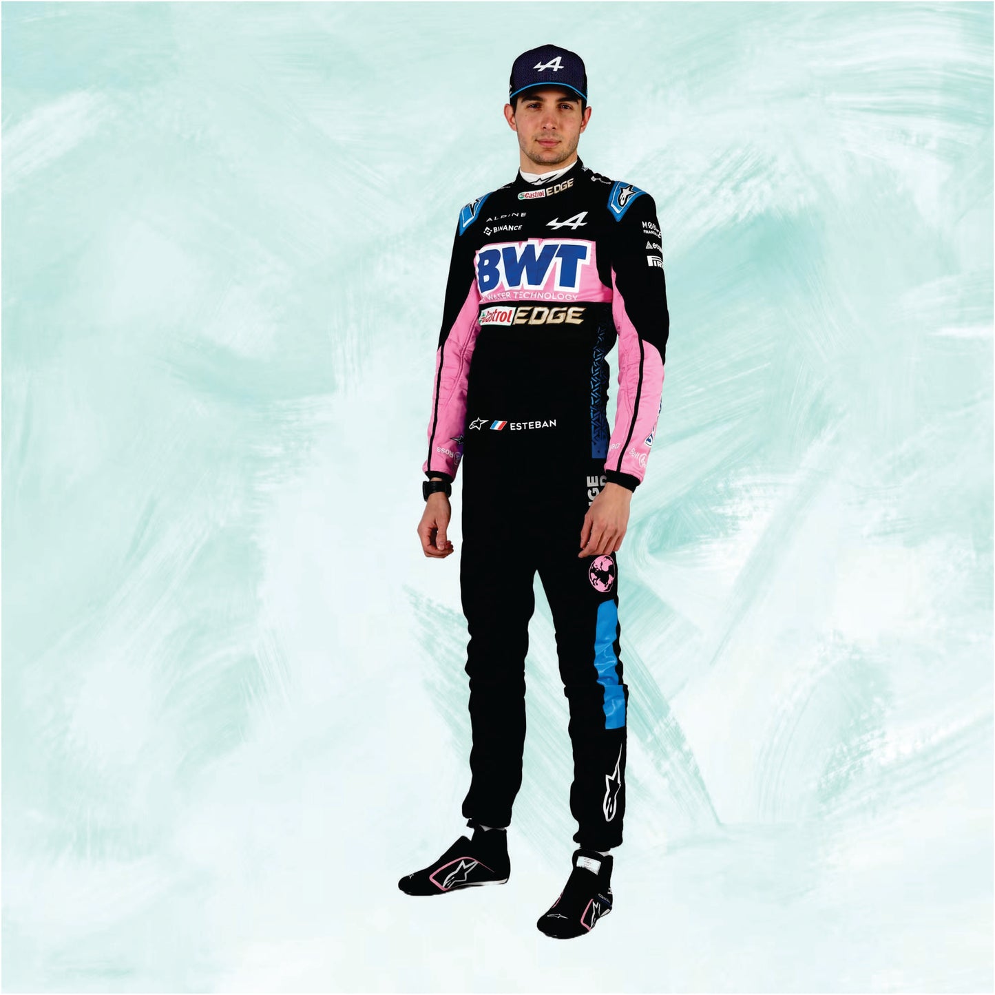 Esteban Ocon 2024 BWT Alpine f1 race suit