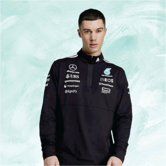Mercedes AMG Petronas adidas F1 2025 Team Zip Sweatshirt Black