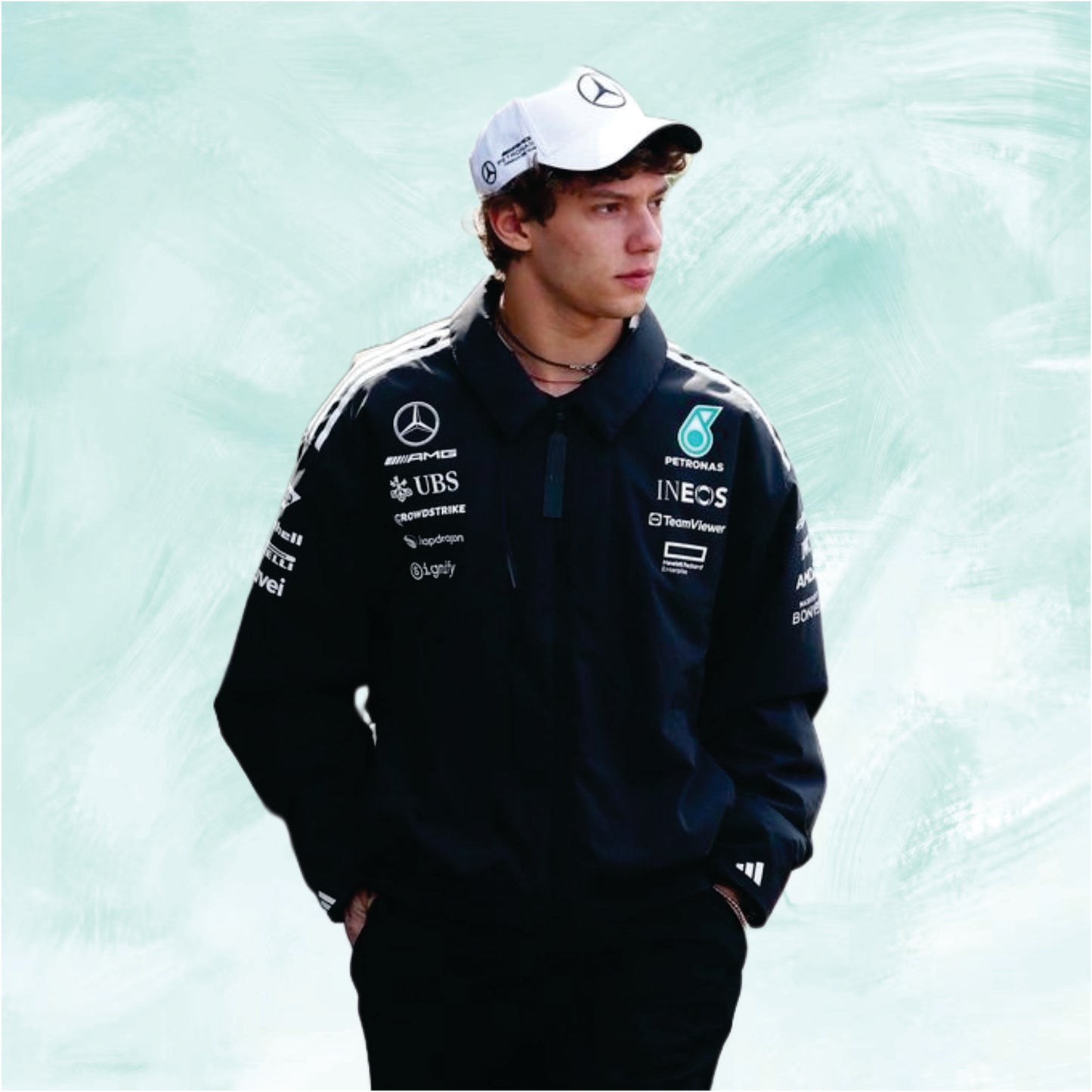 Mercedes 2025 petronas adidas F1 jacket black