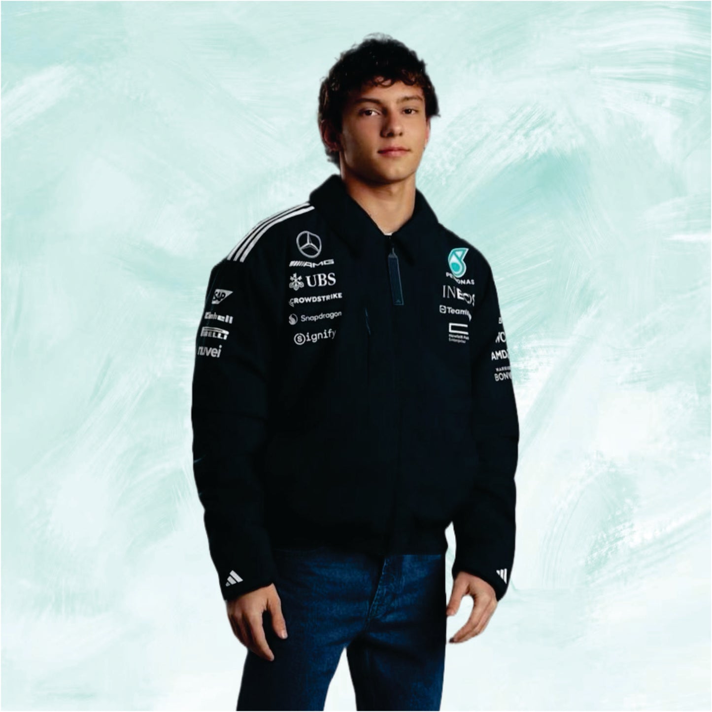 Mercedes 2025 petronas adidas F1 jacket black