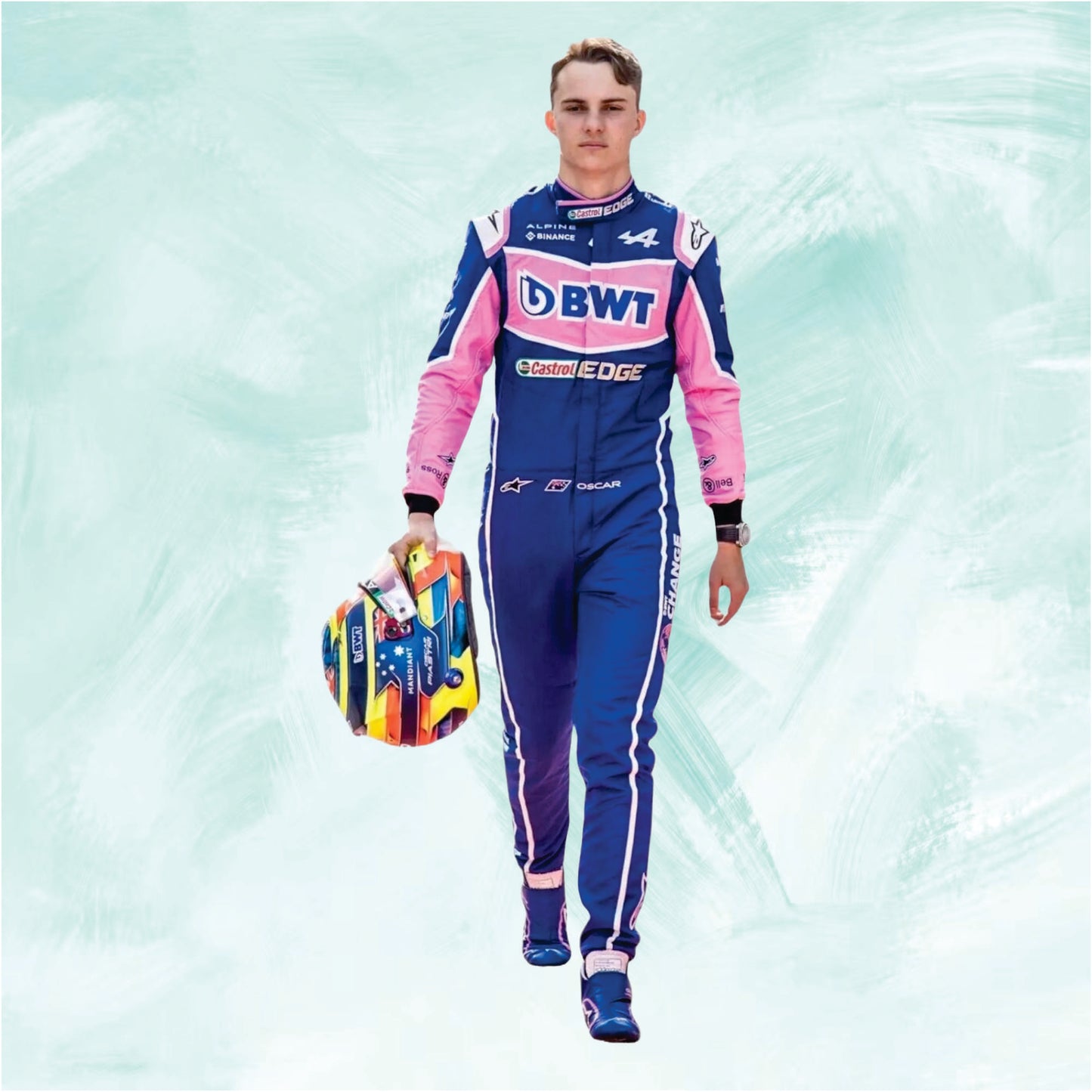 Oscar Piastri 2022 BWT Alpine f1 race suit