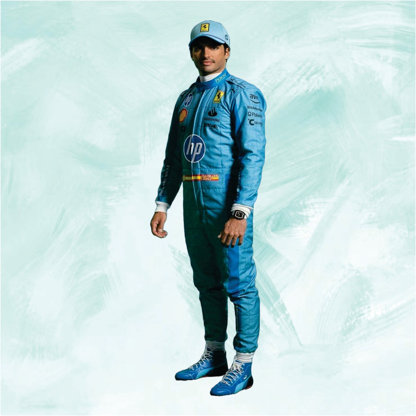 Carlos Sainz jr 2024 HP Miami Grand Prix Scuderia Ferrari F1 Team Replica Racing Suit