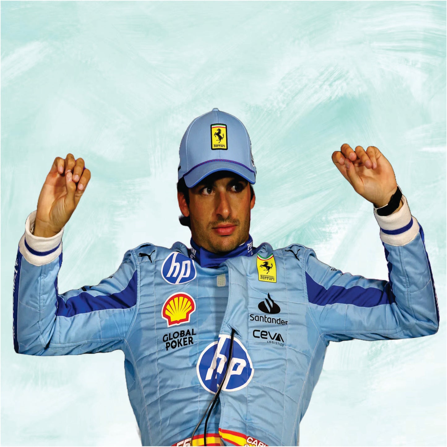 Carlos Sainz jr 2024 HP Miami Grand Prix Scuderia Ferrari F1 Team Replica Racing Suit