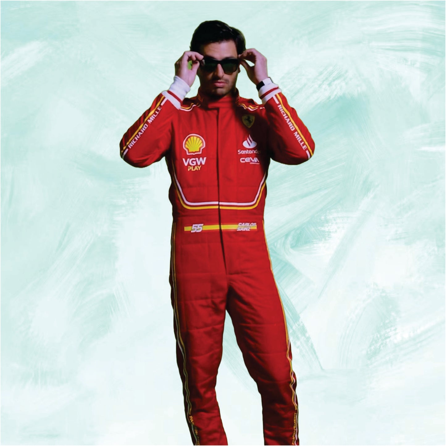 Carlos Sainz 2024 Scuderia Ferrari F1 Team Replica Racing Suit