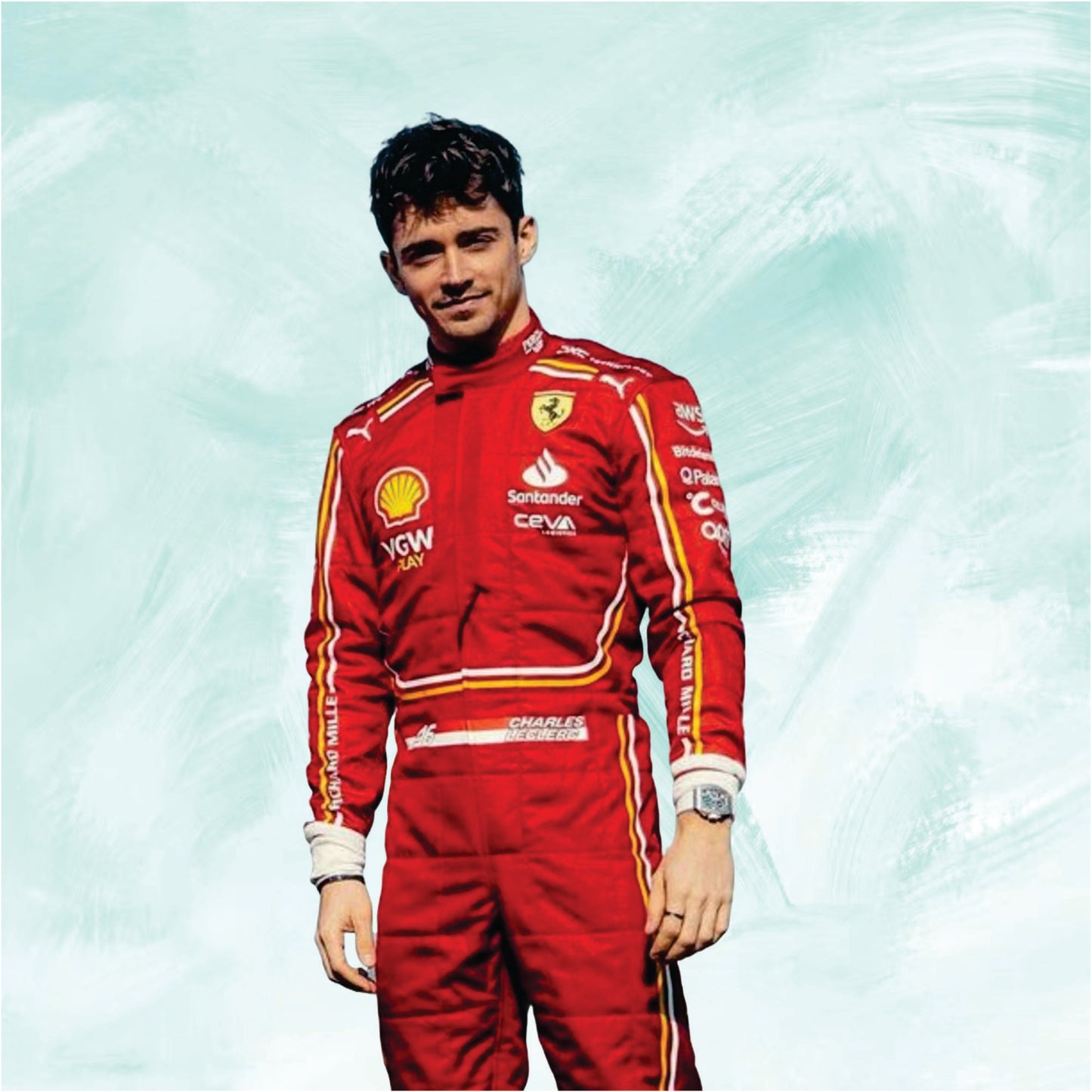 Charles Leclerc 2024 Scuderia Ferrari F1 Team Replica Racing Suit