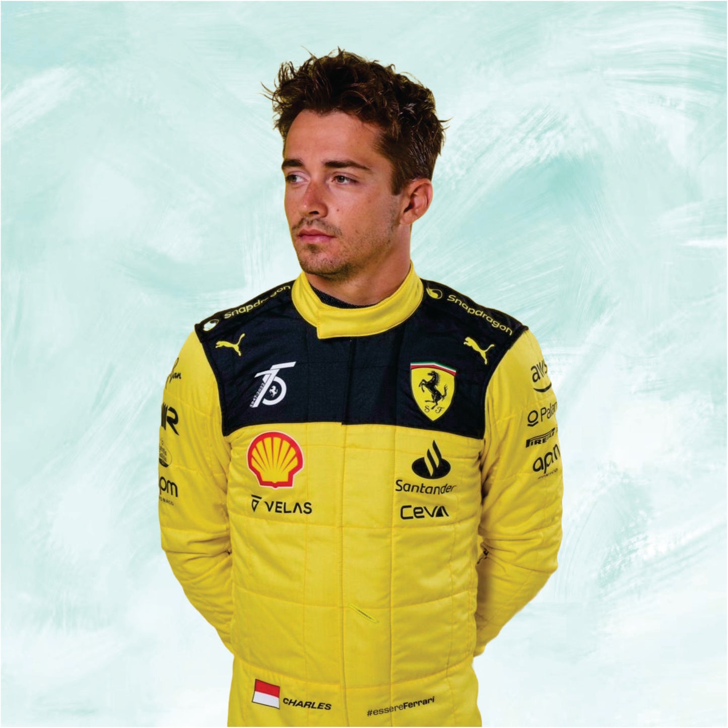 Charles Leclerc 2022 Formula 1 Ferrari's 75th Anniversary Replica Team Racing Suit
