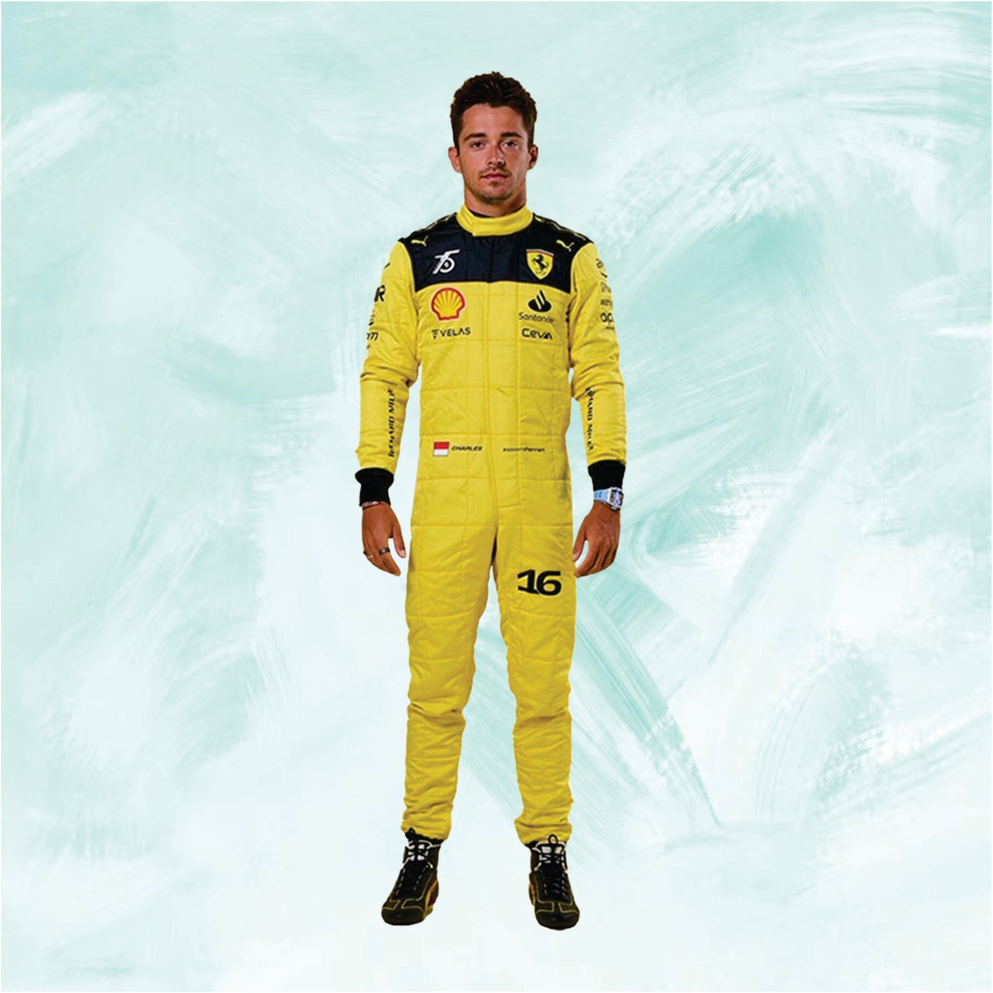 Charles Leclerc 2022 Formula 1 Ferrari's 75th Anniversary Replica Team Racing Suit