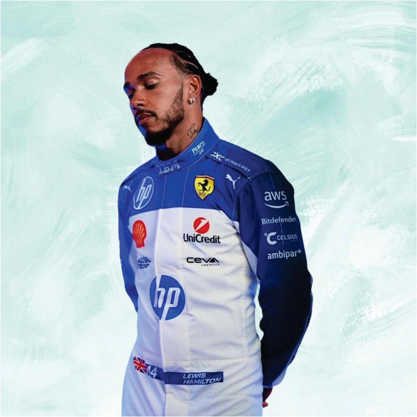 Lewis Hamilton 2025 F1 Scuderia Ferrari Miami GP Race Suit