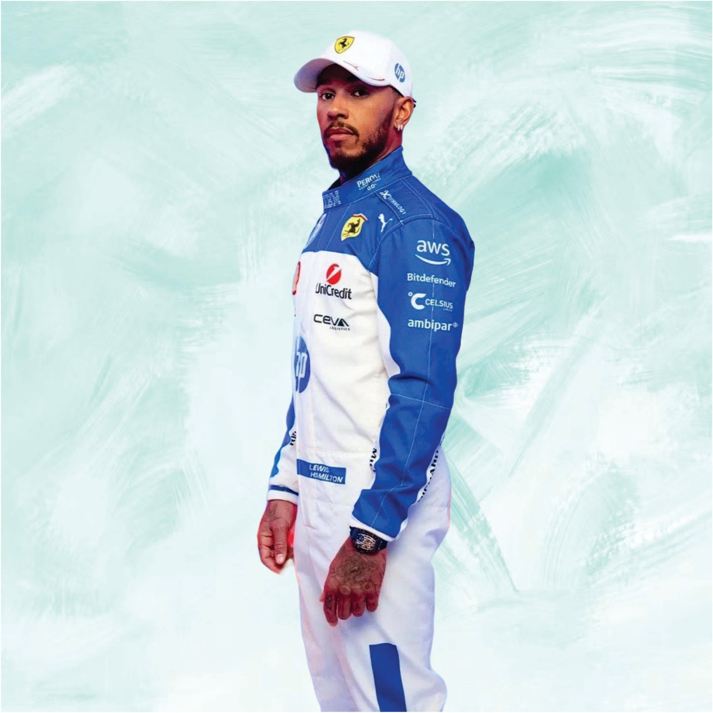 Lewis Hamilton 2025 F1 Scuderia Ferrari Miami GP Race Suit